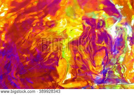 Abstract Holographic Background, Bright Iridescent Neon Colors, Beautiful 90s Style Wall Paper, Blur