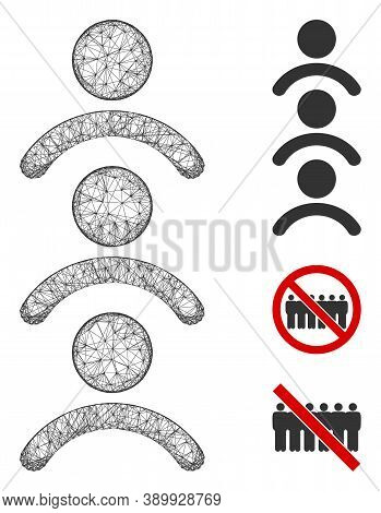 Mesh Man Queue Polygonal Web 2d Vector Illustration. Carcass Model Is Based On Man Queue Flat Icon. 