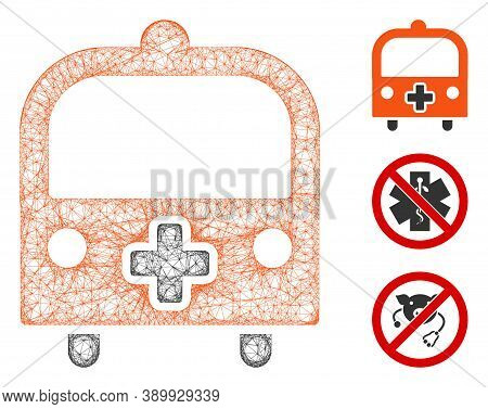 Mesh Medical Bus Polygonal Web 2d Vector Illustration. Model Is Based On Medical Bus Flat Icon. Tria