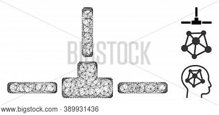 Mesh Network Wire Connection Polygonal Web Icon Vector Illustration. Carcass Model Is Based On Netwo