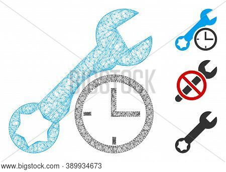 Mesh Service Time Polygonal Web 2d Vector Illustration. Model Is Based On Service Time Flat Icon. Tr