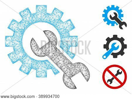 Mesh Service Tools Polygonal Web Icon Vector Illustration. Carcass Model Is Created From Service Too