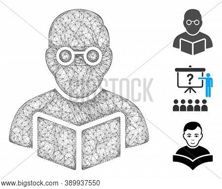 Mesh Teacher Polygonal Web Icon Vector Illustration. Abstraction Is Based On Teacher Flat Icon. Tria