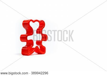 Plastic Form For Baking On White Background. Isolated. Plastic Bear Form.