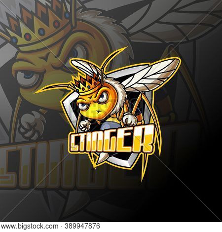 Angry Bee E Sport Mascot Logo Design