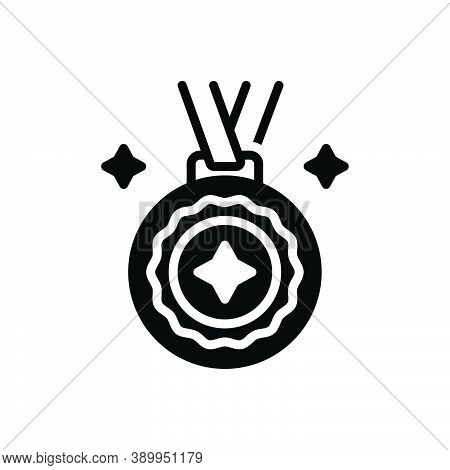 Black Solid Icon For Gold Award Reward Badage Prize Medal