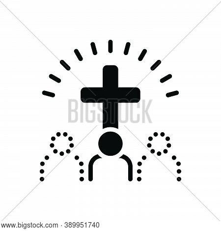 Black Solid Icon For Belief Faith Trust Cross Worship Homage Mythology Bible Catholic Church Religio