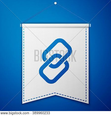 Blue Chain Link Icon Isolated On Blue Background. Link Single. Hyperlink Chain Symbol. White Pennant
