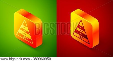 Isometric Business Pyramid Chart Infographics Icon Isolated On Green And Red Background. Pyramidal S