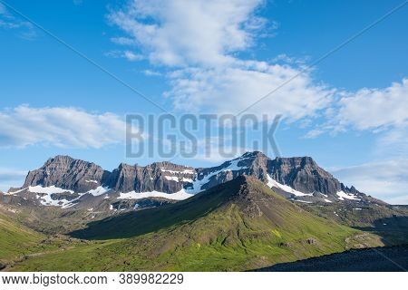 Dyrfjoll Mountains In Borgarfjordur Eystri In Iceland