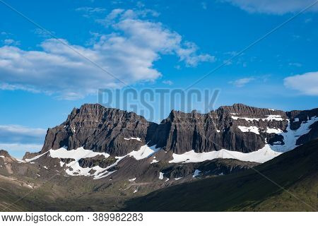 Dyrfjoll Mountains In Borgarfjordur Eystri In Iceland