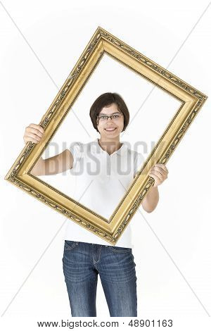 Portrait of teenager in picture frame