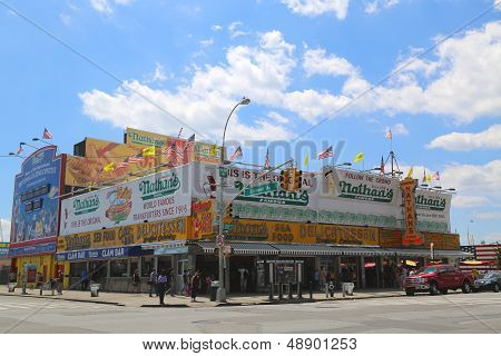 The Nathan s original restaurant  at the Coney Island, New York