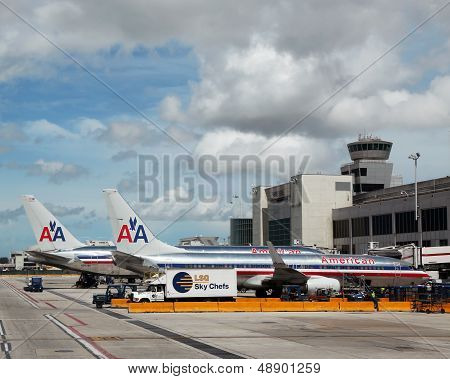 American Airlines planes  at Miami International airport