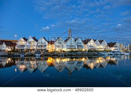 Marina Reflected In Water