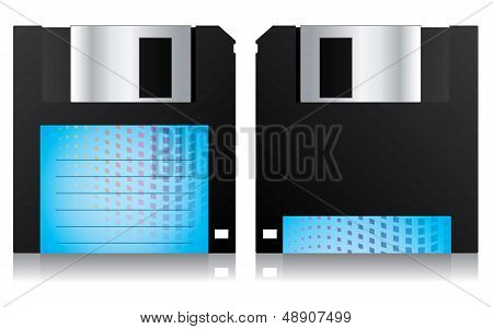 Blue Labelled Diskette Front And Back Design