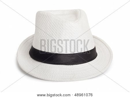 White Wicker Hat For The Summer On An Isolated Background