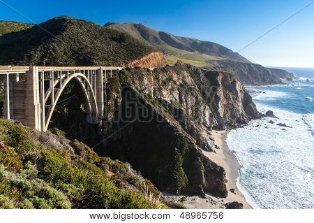 Bixby Bridge And Coastline At Big Sur