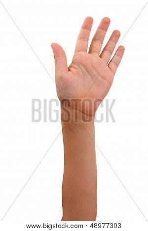 Caucasian boys hand up