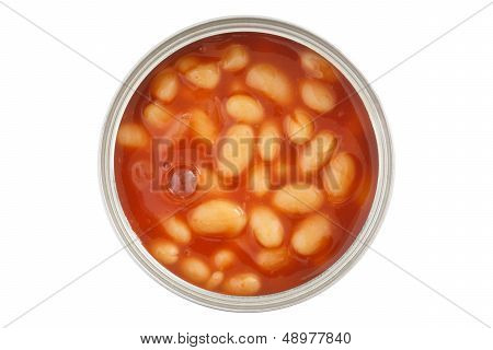 Open can of baked beans