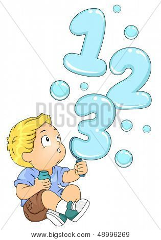 Ilustrace dítě hraje s Bubble Maker chrlit 123