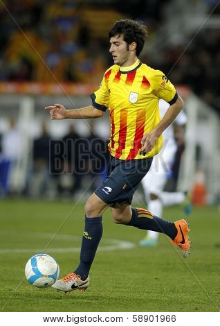 BARCELONA - DEC, 30: Catalan player Marc Valiente of FC Barcelona in action during the friendly match between Catalonia and Cape Verde at Olympic Stadium on December 30, 2013 in Barcelona, Spain
