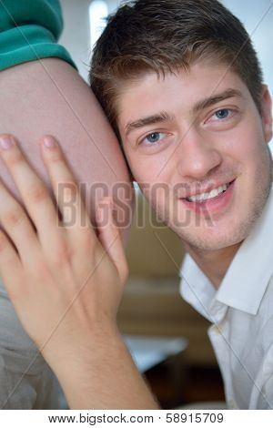 happy young cuple, pregnant woman