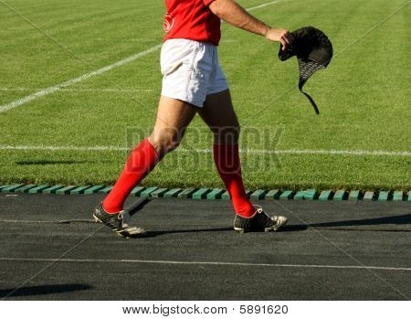 Rugbyspiller efter spillet