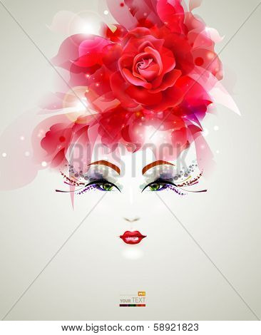 caucasian female face with abstract hairdo