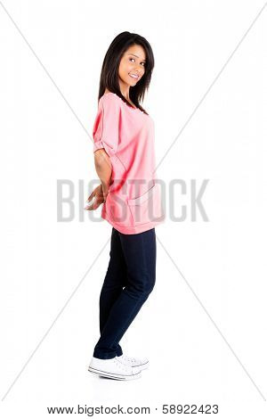 Young happy woman portrait. Isolated on white. 