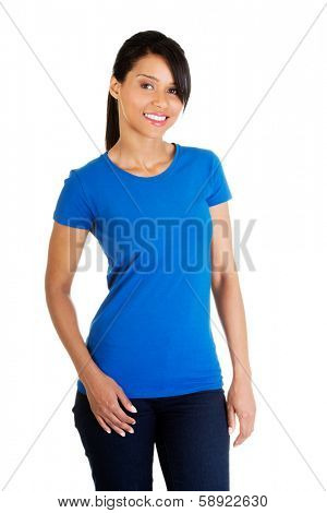 Young happy woman portrait. Isolated on white. 