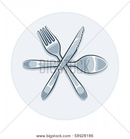 Kitchen utensils fork knife and spoon. Eps10 vector illustration. Isolated on white background