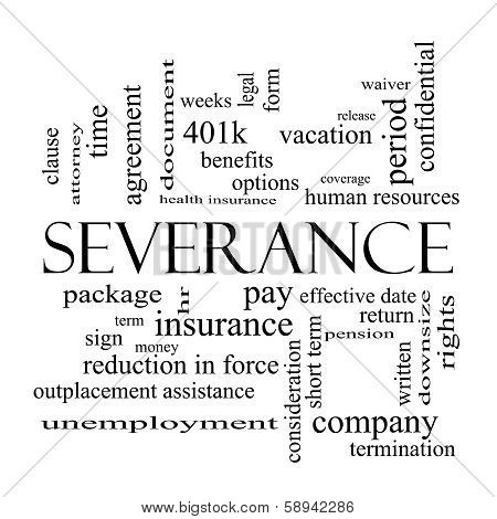 Severance Word Cloud Concept In Black And White
