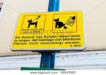 sign, dogs, cleanliness in the city