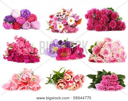 Flower bouquets isolated on white