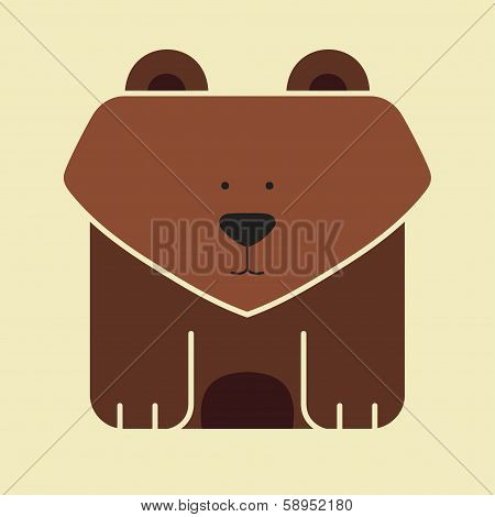 Flat square icon of a cute bear