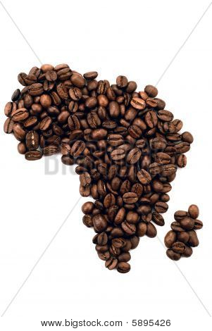Continente africano, feito de grãos de café