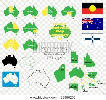 States And Flags Of Australia