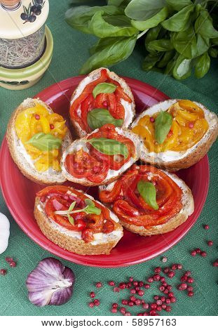 Bread With Cream-cheese And Baked Paprika