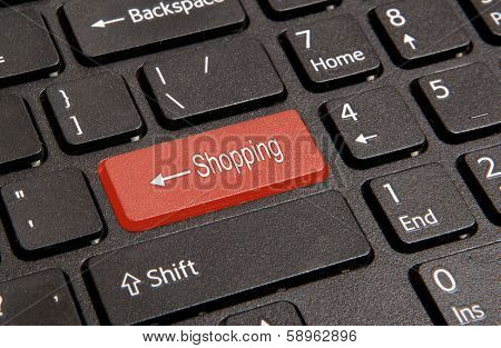 Computers shopping red key on black keyboard