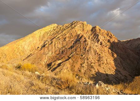 Sunset in the mountains. Mountain landscape in Armenia