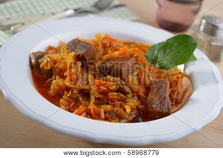 Bigos, the traditional Polish stew of cabbage and meat