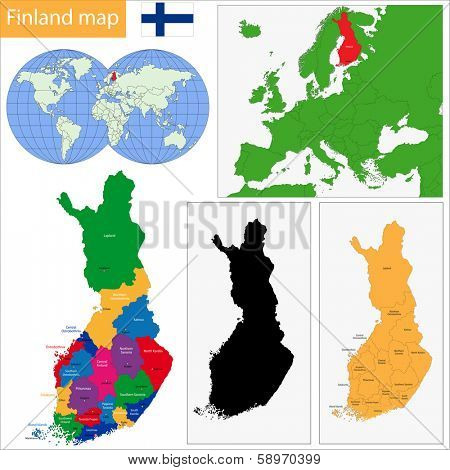 Color map of administrative divisions of Finland