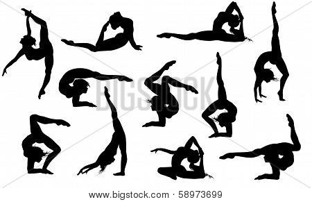 Yoga Asana's Silhouettes