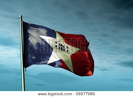 San Antonio (USA) flag waving on the wind