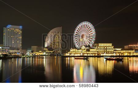 Yokohama skyline at minato mirai area at night view