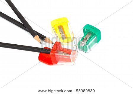 Pencil And Sharpened Isolated On White Background