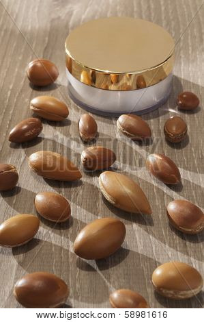 Seeds Of Argan A Close Up On Wood