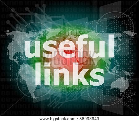 Seo Web Design Concept: Useful Links On Digital Background