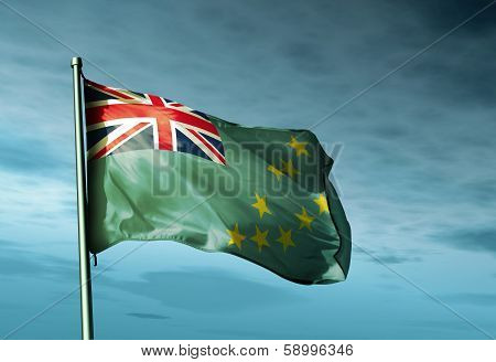 Tuvalu flag waving on the wind